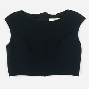 Aidan Mattox 6 Black NWT crop top stretch cap slee